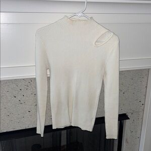 Elegant Cream Sweater with Cutout Detail